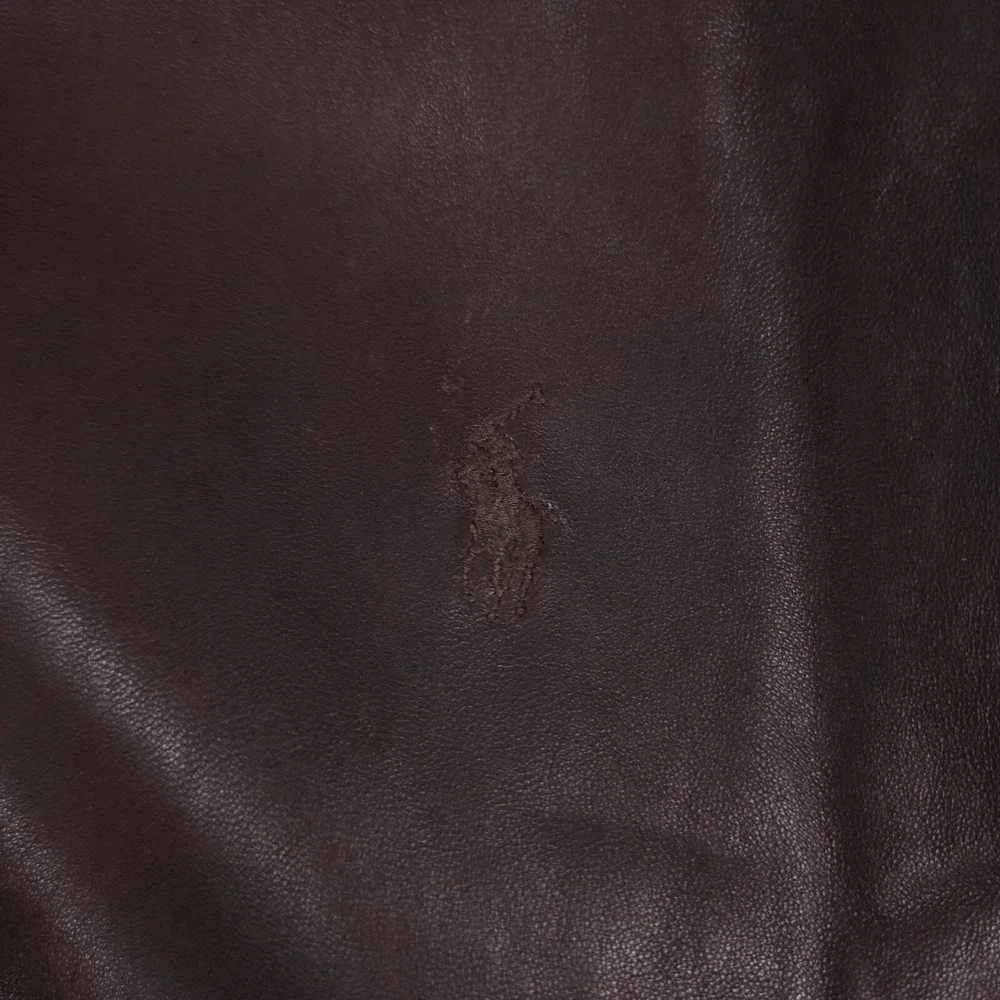 Vintage Polo Ralph Lauren Bomber Jacket Mens XL Brown Soft Leather Full Zip